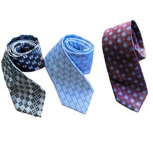 Men’s 3 Lot Silk Neck Ties Geoffrey Beene Grafton 1853 Multi Colour Classic